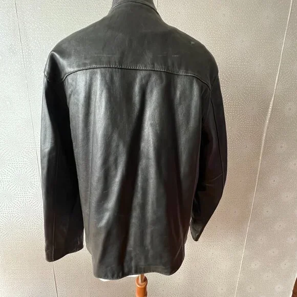 Marc New York Men's Black Long Sleeve High Neck Full Zip Leather Black Jacket